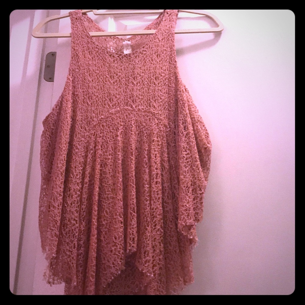 Free people pink lace tank top